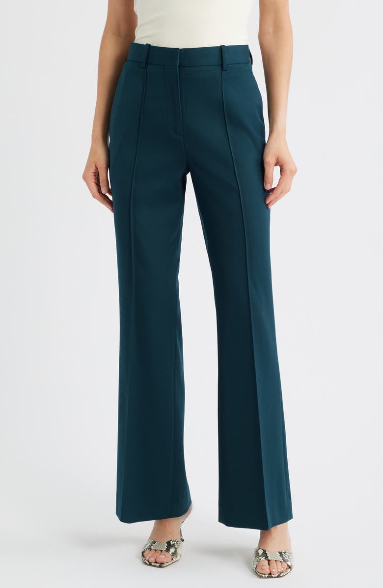 Reiss Jade Wide Leg Wool Blend Pants, Main, color, Green