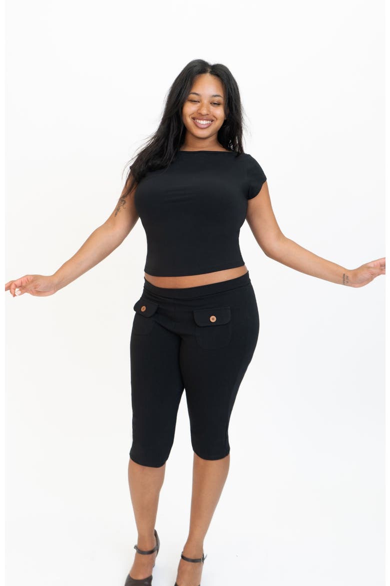 Button Capris, Alternate, color, Black