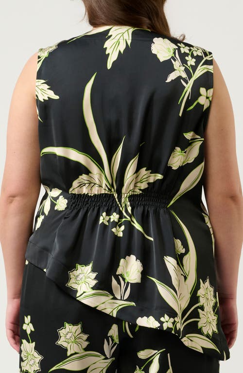 Estelle Baia Floral Sleeveless Button-up Top In Black