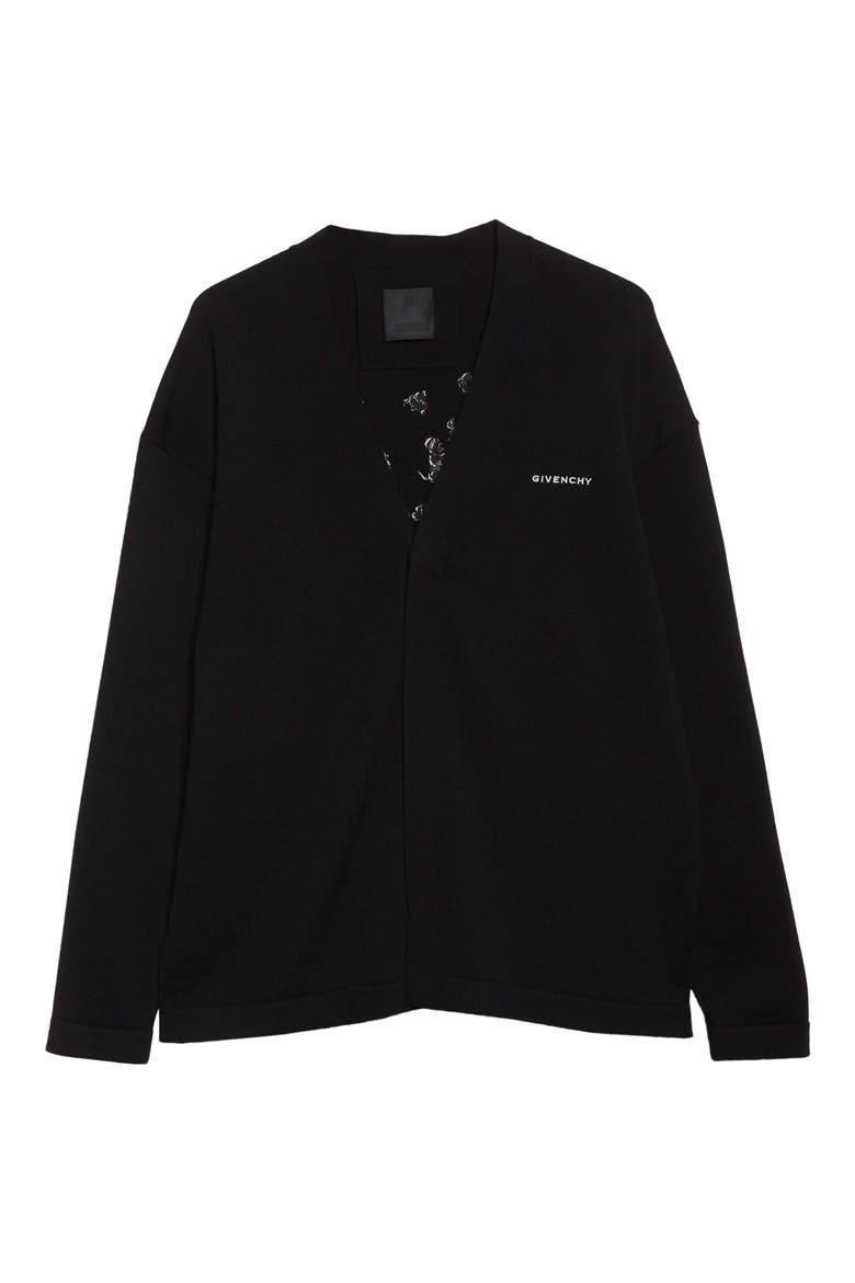 Disney x Givenchy '101 Dalmatians' Embroidered 4G Wool Cardigan, Alternate, color, BLACK/ RED