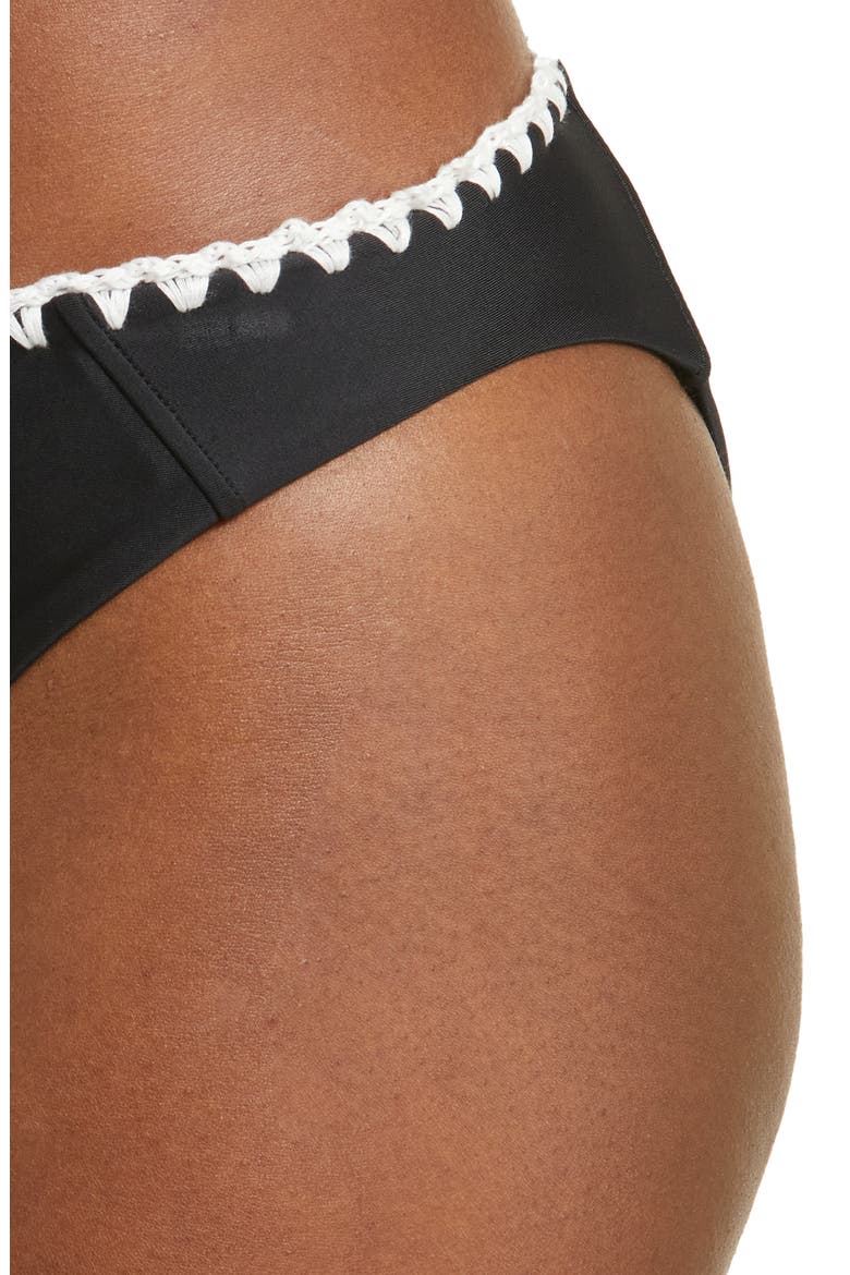 Iliana Contrast Edge Bikini Bottoms, Alternate, color, BLACK W/WHITE CROCHET