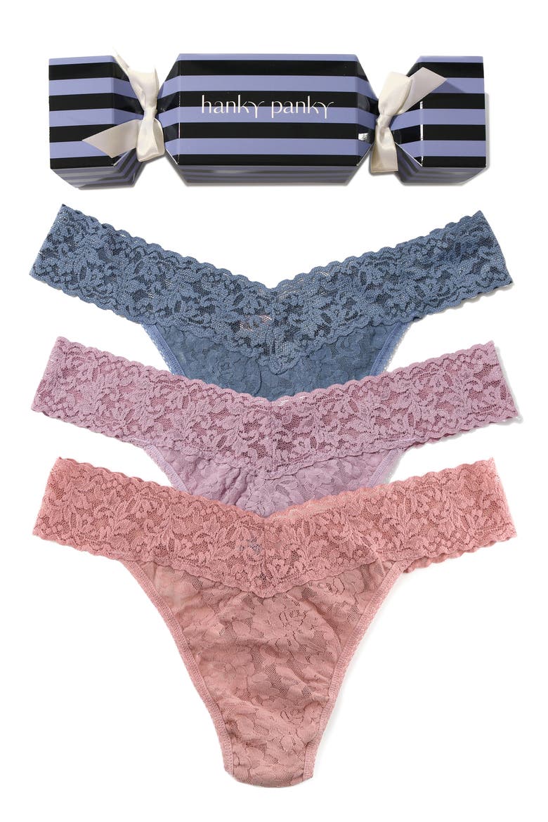 Holiday Cracker Assorted 3-Pack Original Rise Thongs, Alternate, color, APRICOT/WATER LILY/TOUR GUIDE
