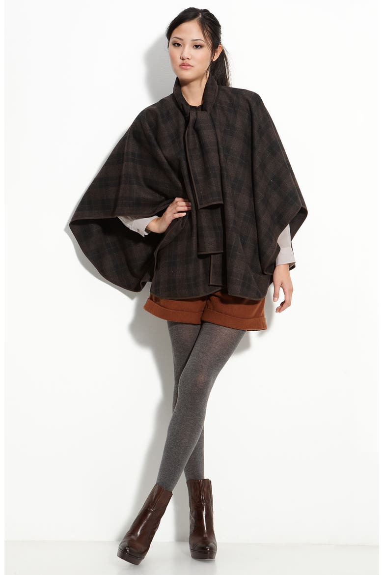 Tie Front Cape, Alternate, color, BLACK PLAID