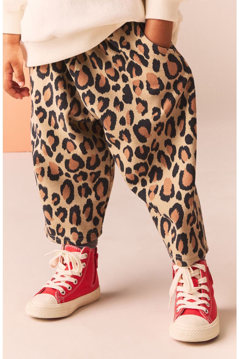 Kids' Leopard Print Barrel Pants, Alternate, color, BROWN MULTI