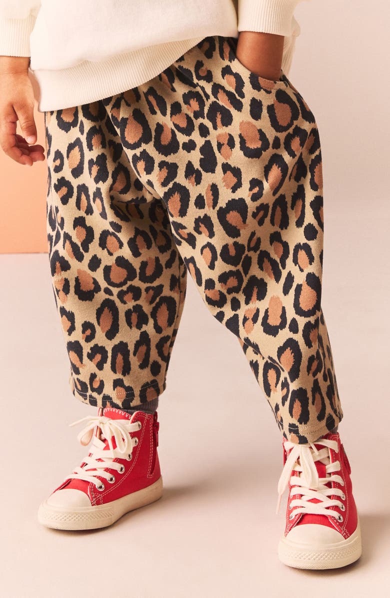 NEXT Kids' Leopard Print Barrel Pants, Alternate, color, Brown Multi