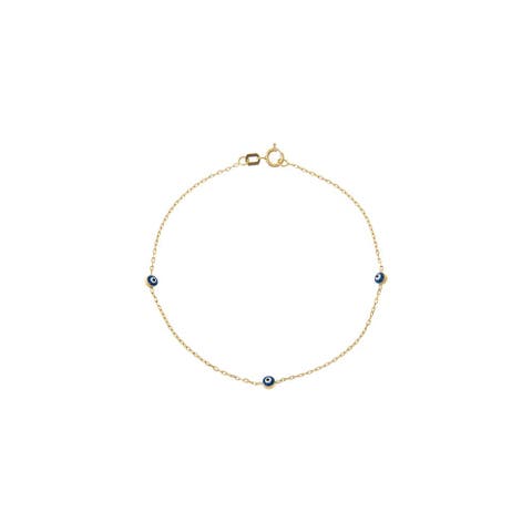 Sapphire Blue Evil Eye Station Bracelet 14K