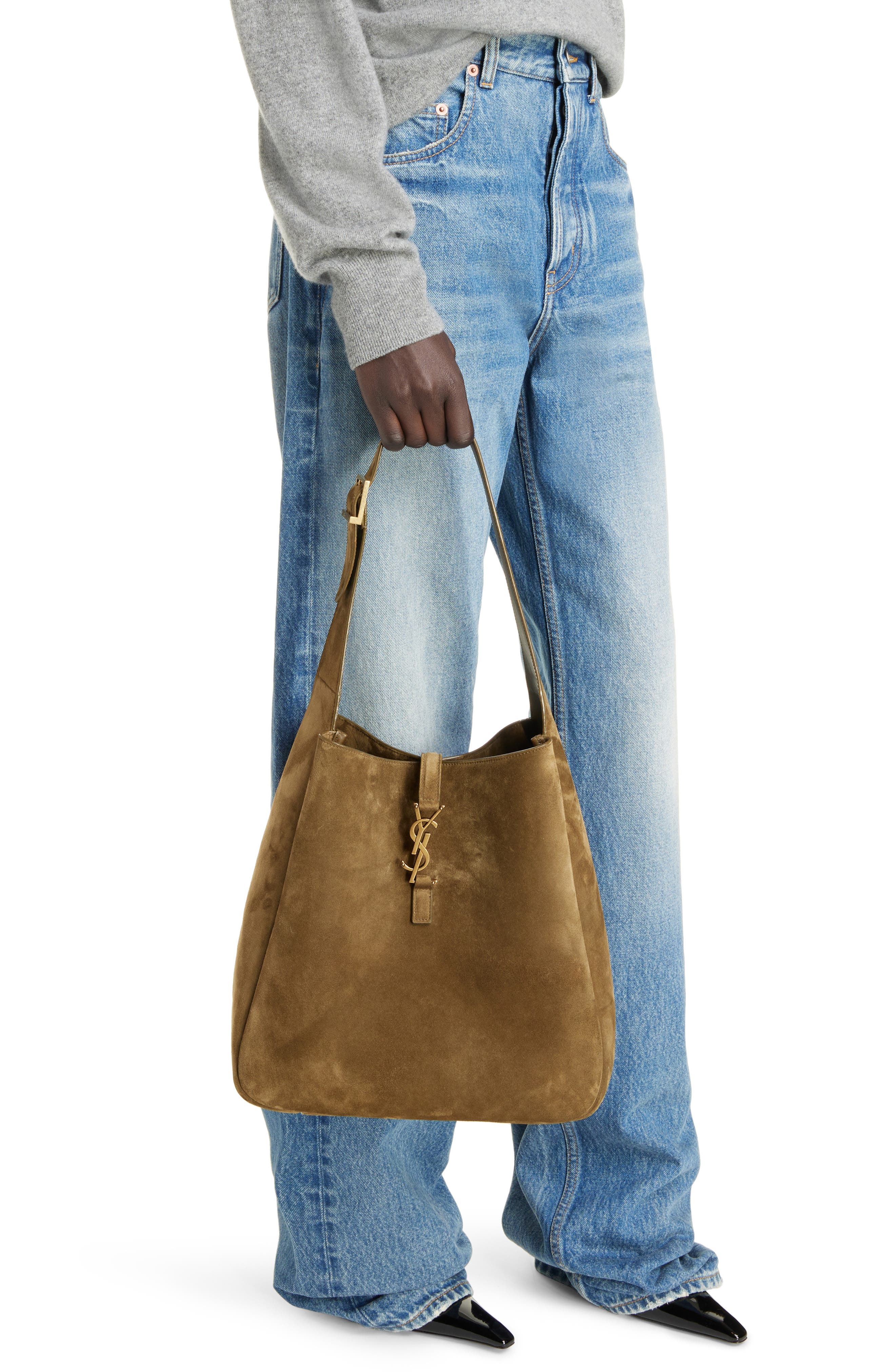 Saint Laurent Large Le 5 À 7 Suede Hobo Bag, Alternate, color, 