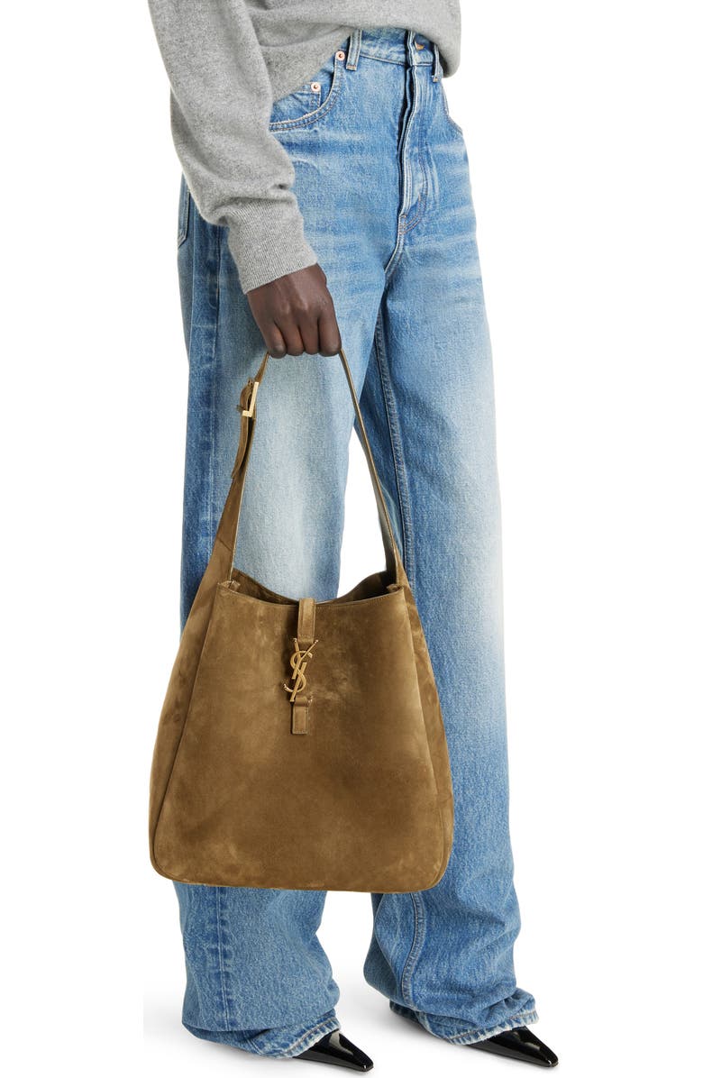 Saint Laurent Large Le 5 À 7 Suede Hobo Bag, Alternate, color,