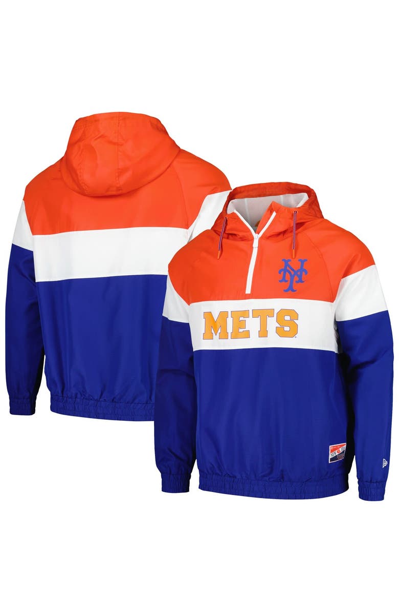 New Era Men's New Era Orange New York Mets Ripstop Raglan Quarter-Zip Hoodie Windbreaker Jacket, Alternate, color, 