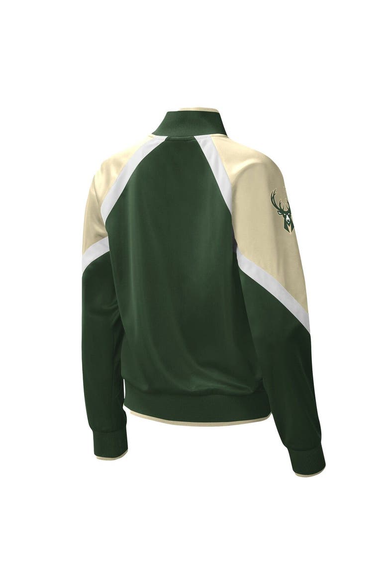 Women's Starter Hunter Green Milwaukee Bucks Slam Dunk Raglan Full-Zip Track Jacket, Alternate, color, Hunter Green
