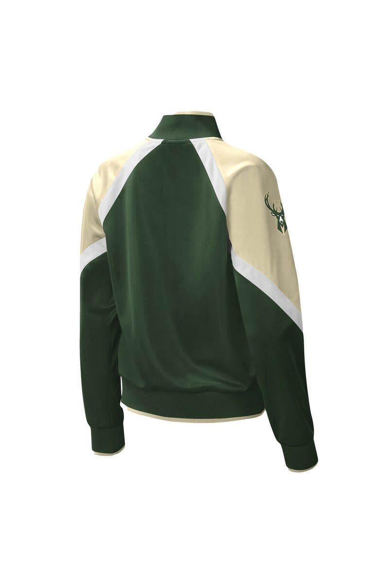 STARTER Women's Starter Hunter Green Milwaukee Bucks Slam Dunk Raglan Full-Zip Track Jacket, Alternate, color, Hunter Green