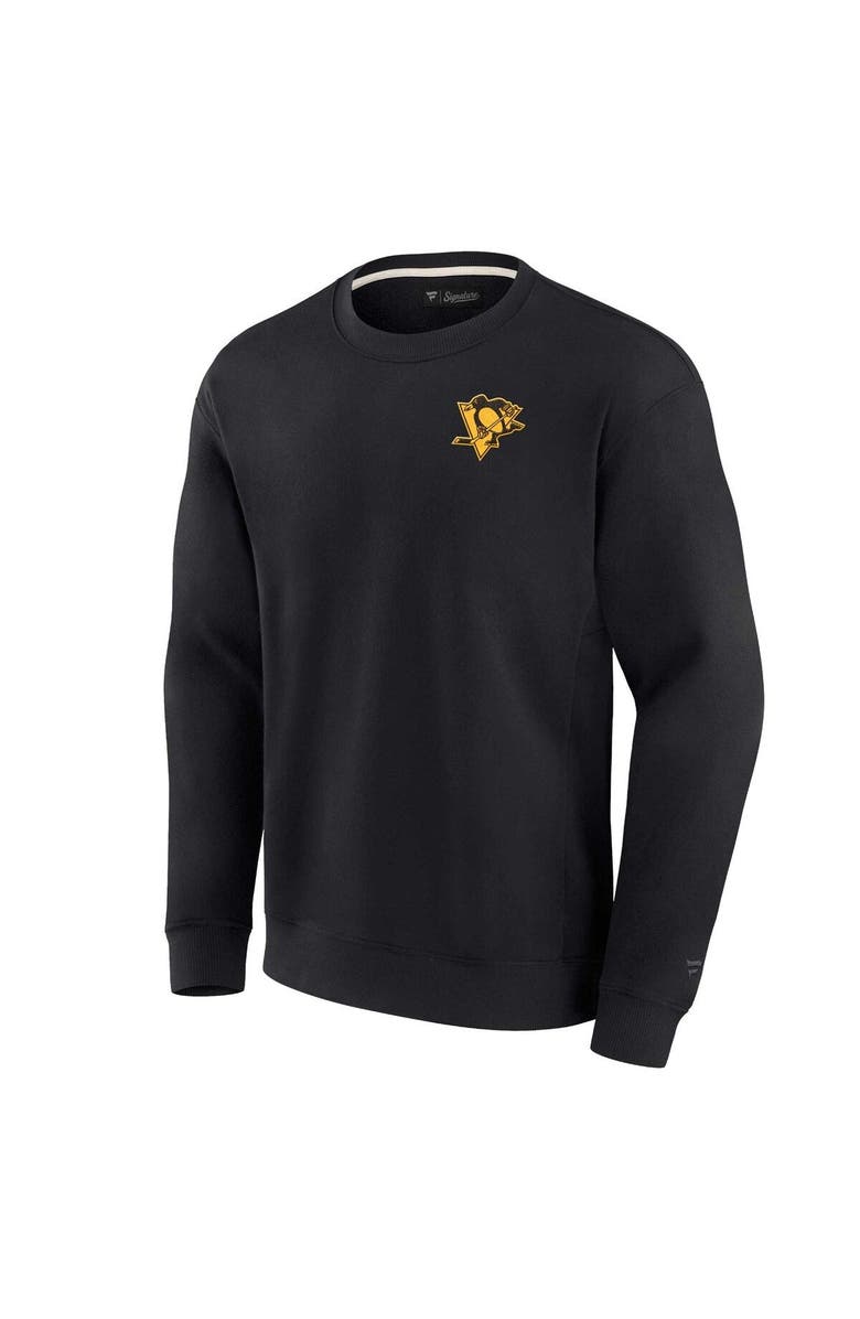 Fanatics Signature Unisex Fanatics Signature Black Pittsburgh Penguins Super Soft Pullover Crew Sweatshirt, Alternate, color, 