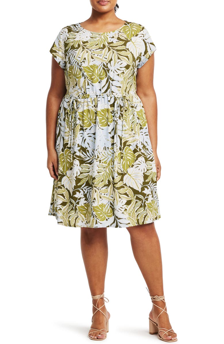 Estelle Elle Leaf Print Dress, Main, color,