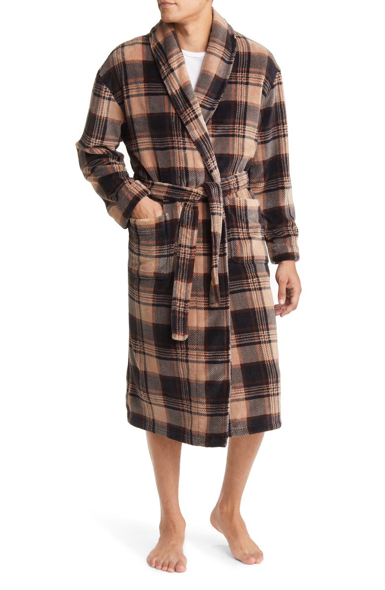 Majestic International Plaid Fleece Robe, Main, color, 