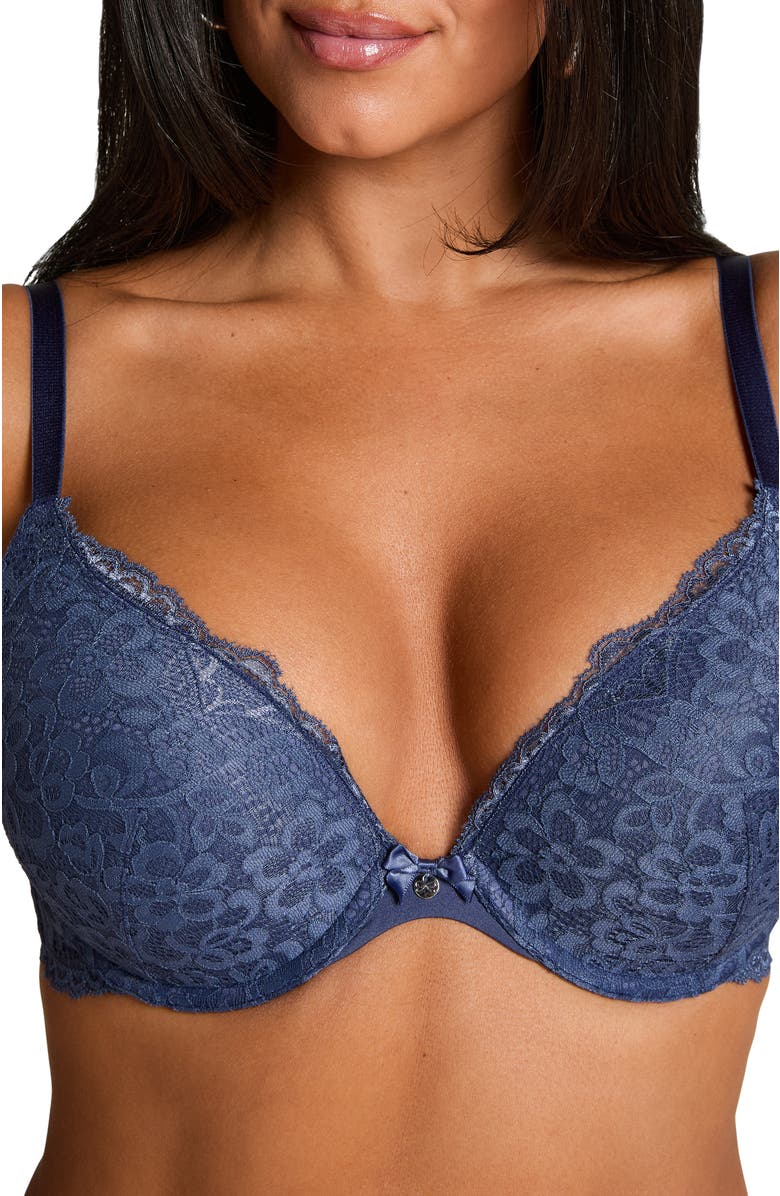 Hunkemöller Marine Padded Push-Up Underwired Bra, Alternate, color, Blue Indigo