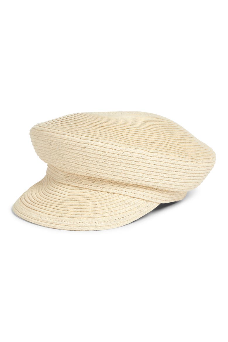Straw Baker Boy Hat, Main, color, NATURAL