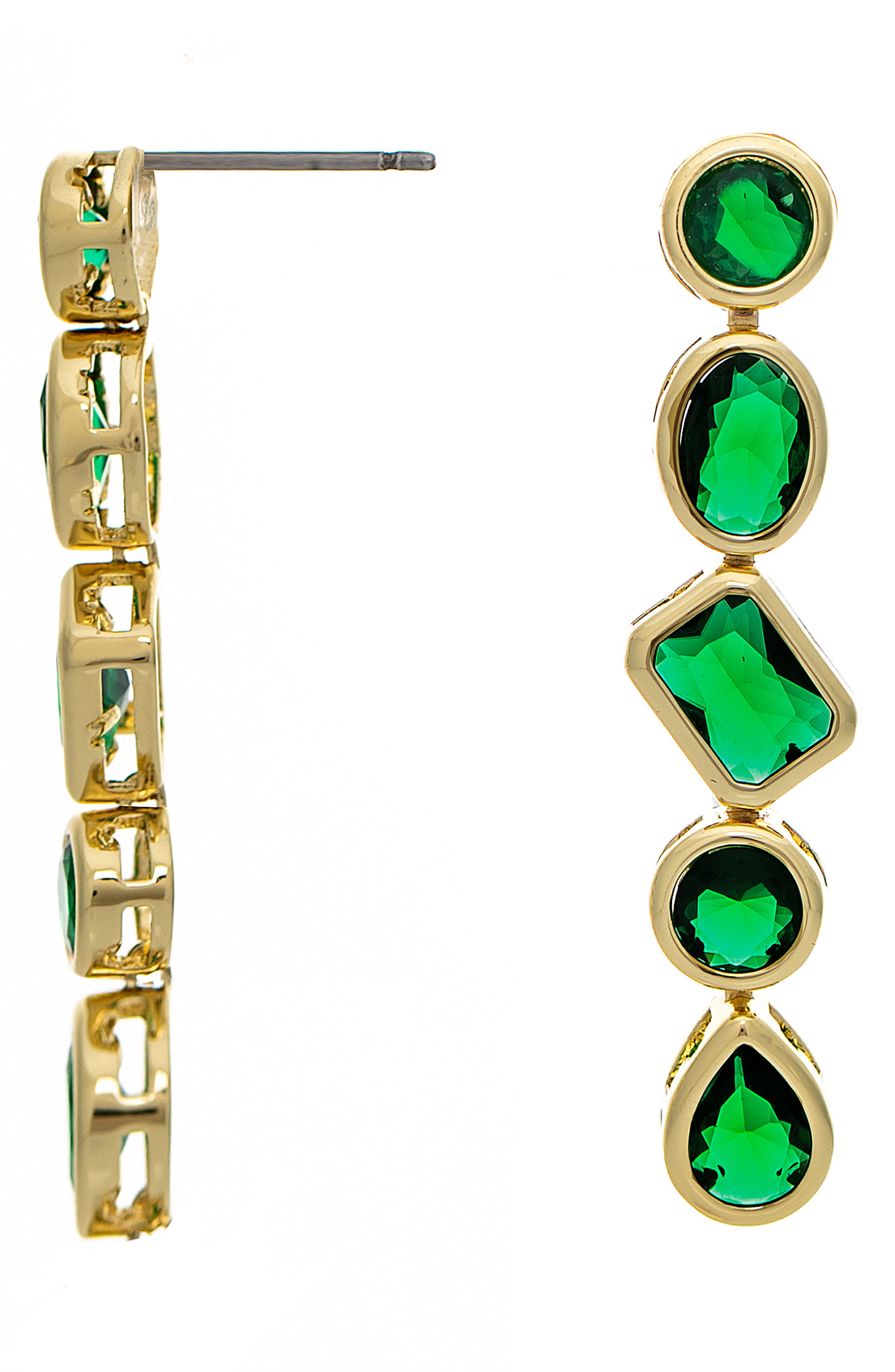 RIVKA FRIEDMAN Mixed Cut Linear Drop Earrings