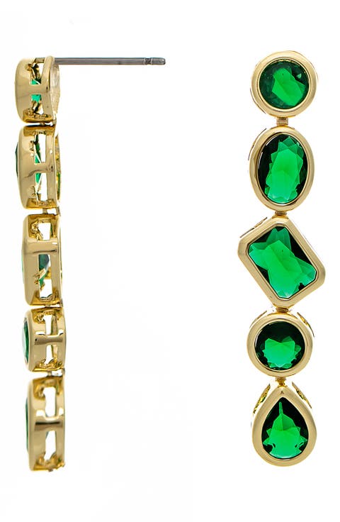 Mixed Cut Linear Drop Earrings