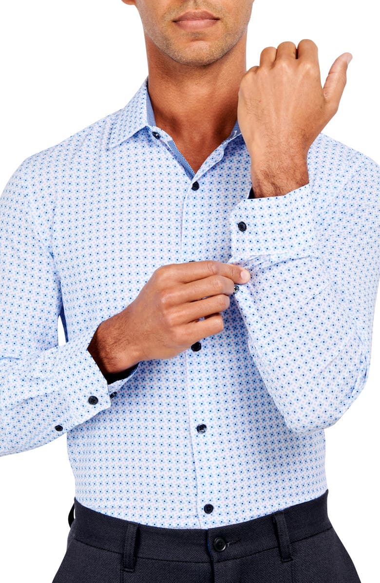 W.R.K Slim Fit Geometric Print Performance Stretch Dress Shirt, Alternate, color, 
