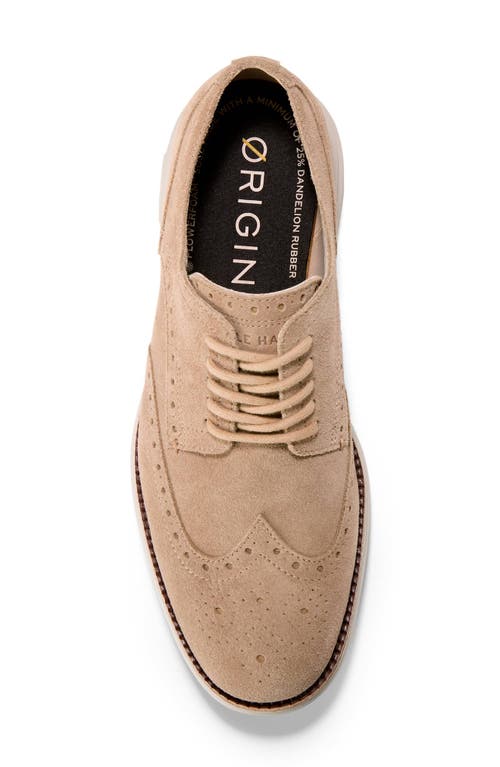 Cole Haan Men's Øriginal Grand Remastered Wingtip Oxford Shoes - Beige Size 13 In Birch Beige Suede/dark Natural