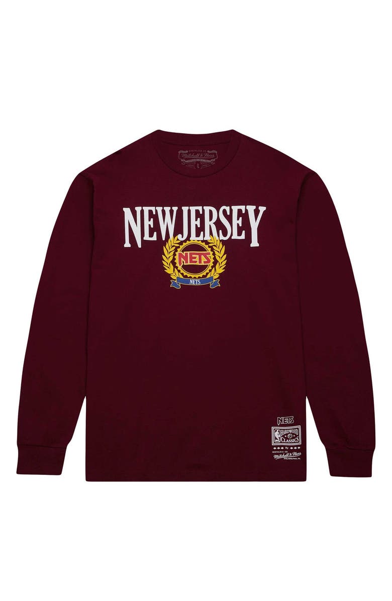 Mitchell & Ness Men's Mitchell & Ness Red New Jersey Nets Hardwood Classics Ivy League Long Sleeve T-Shirt, Alternate, color, 