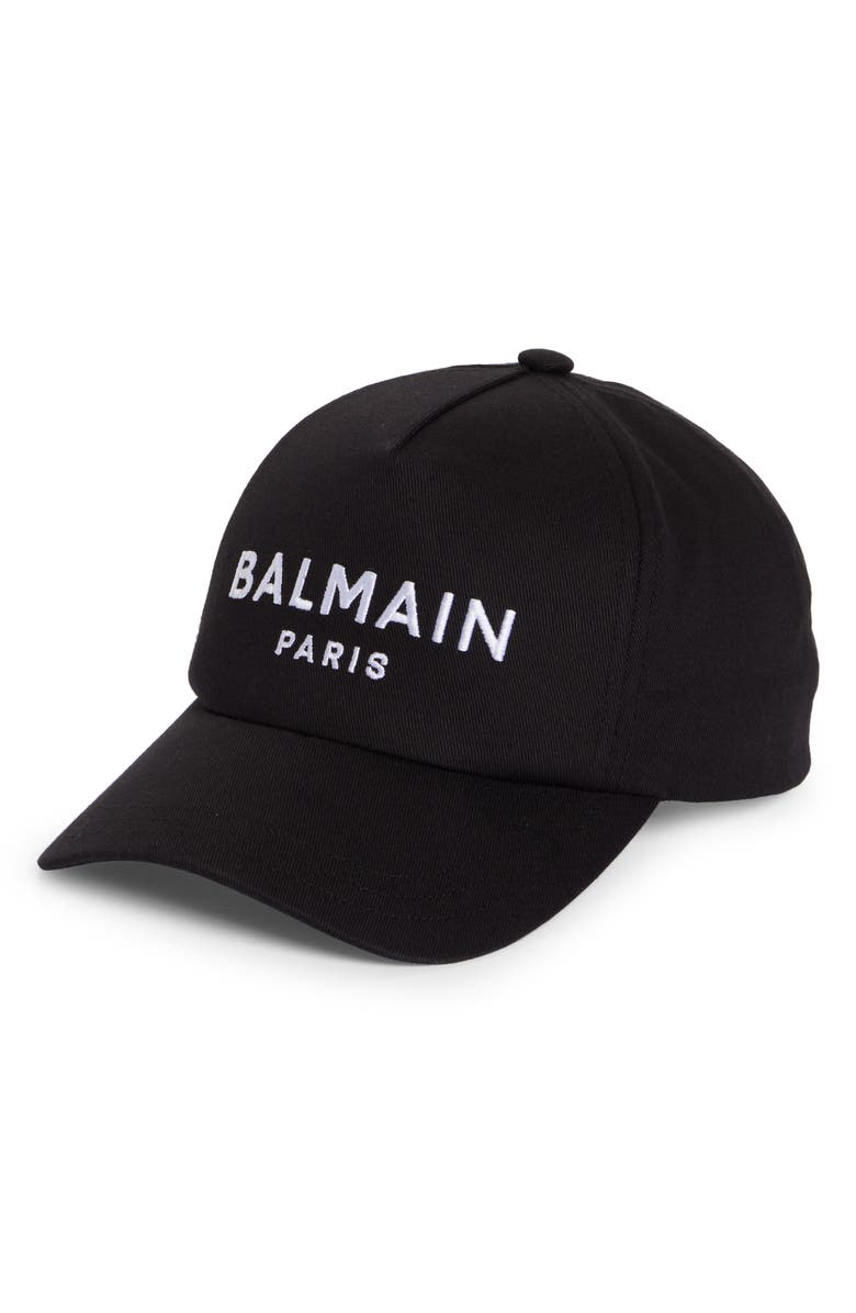 Balmain Embroidered Logo Cotton Twill Baseball Cap, Main, color, 