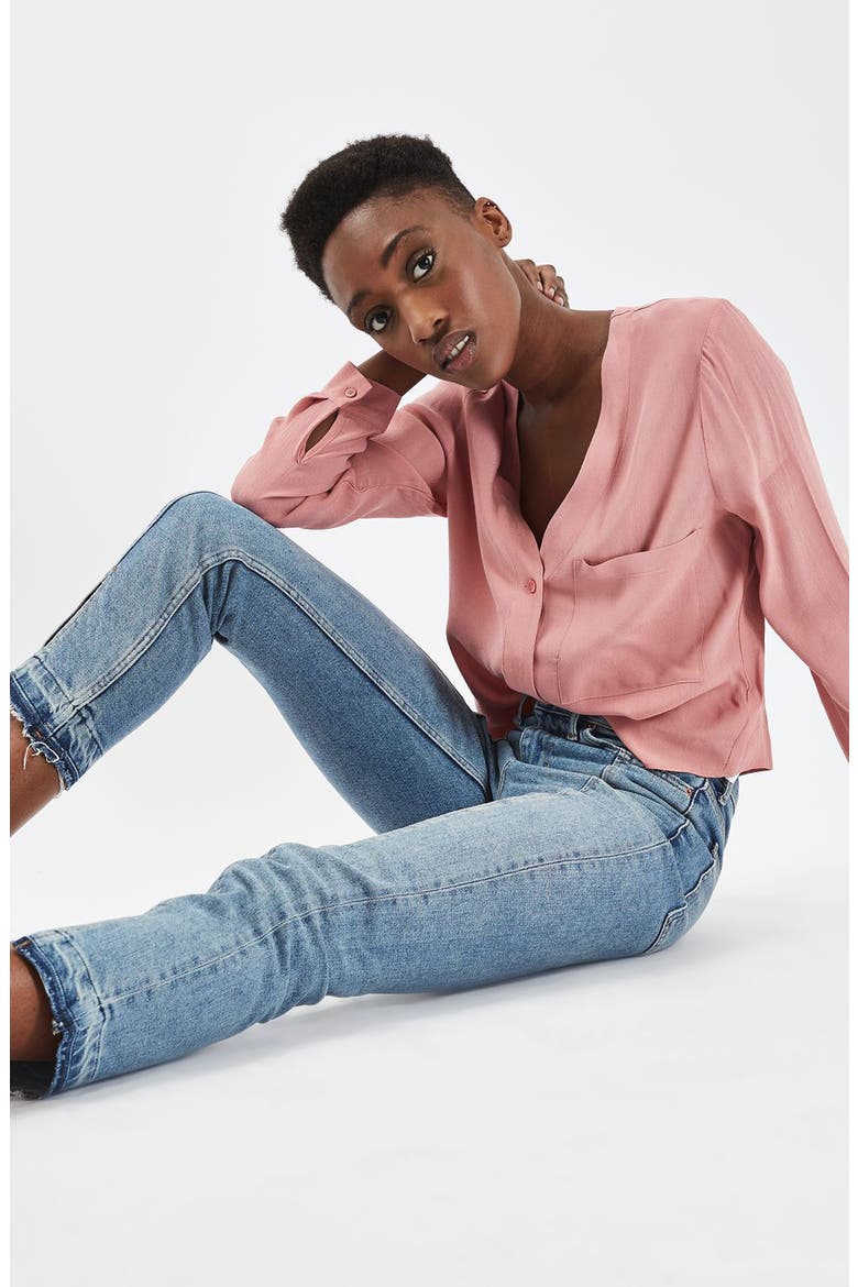 Split Hem Straight Leg Jeans, Alternate, color, LIGHT DENIM