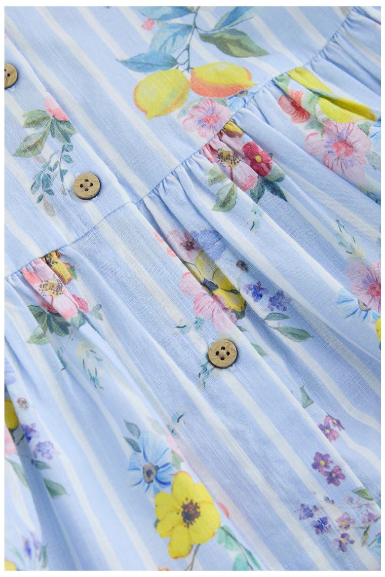 Kids' Floral Stripe Cotton Button-Up Dress, Alternate, color, BLUE