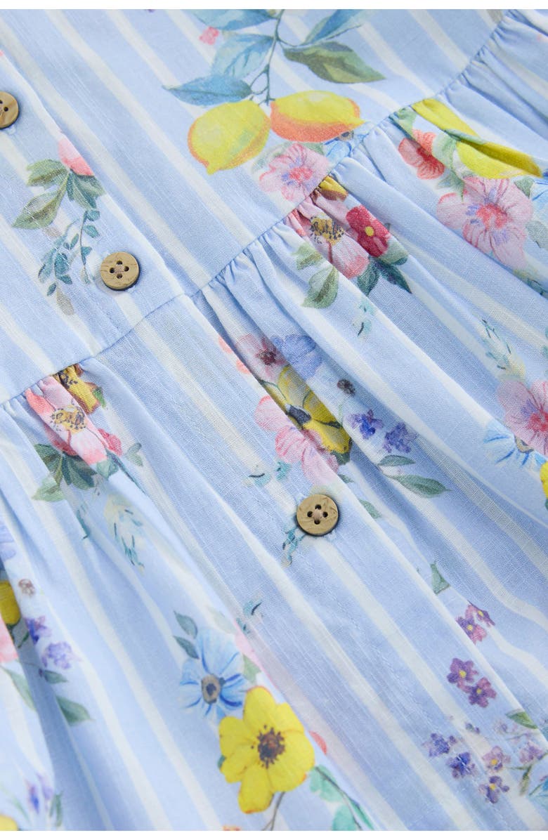 NEXT Kids' Floral Stripe Cotton Button-Up Dress, Alternate, color, Blue