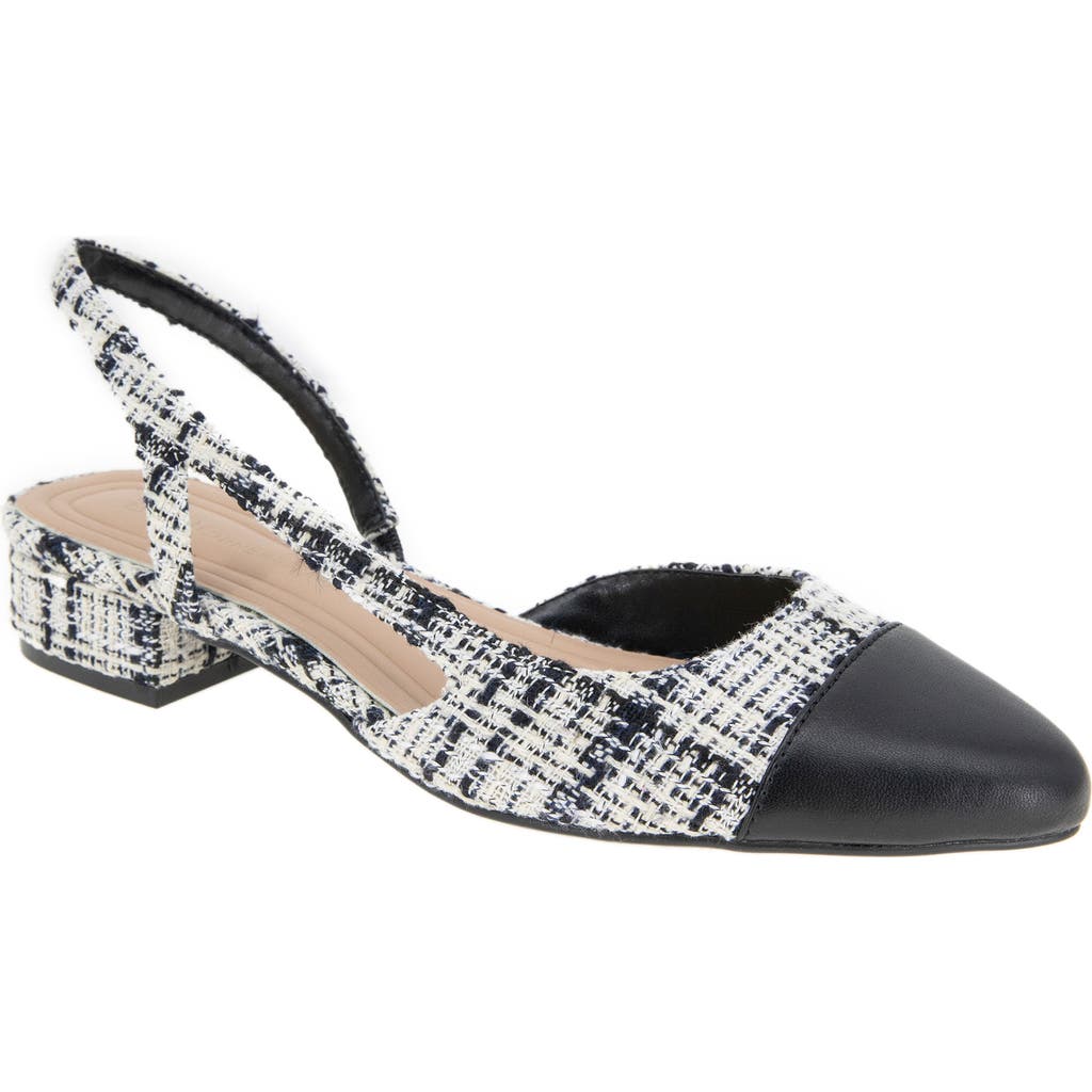 Bcbgeneration Tillie Slingback Cap Toe Pump In White Boucle Black
