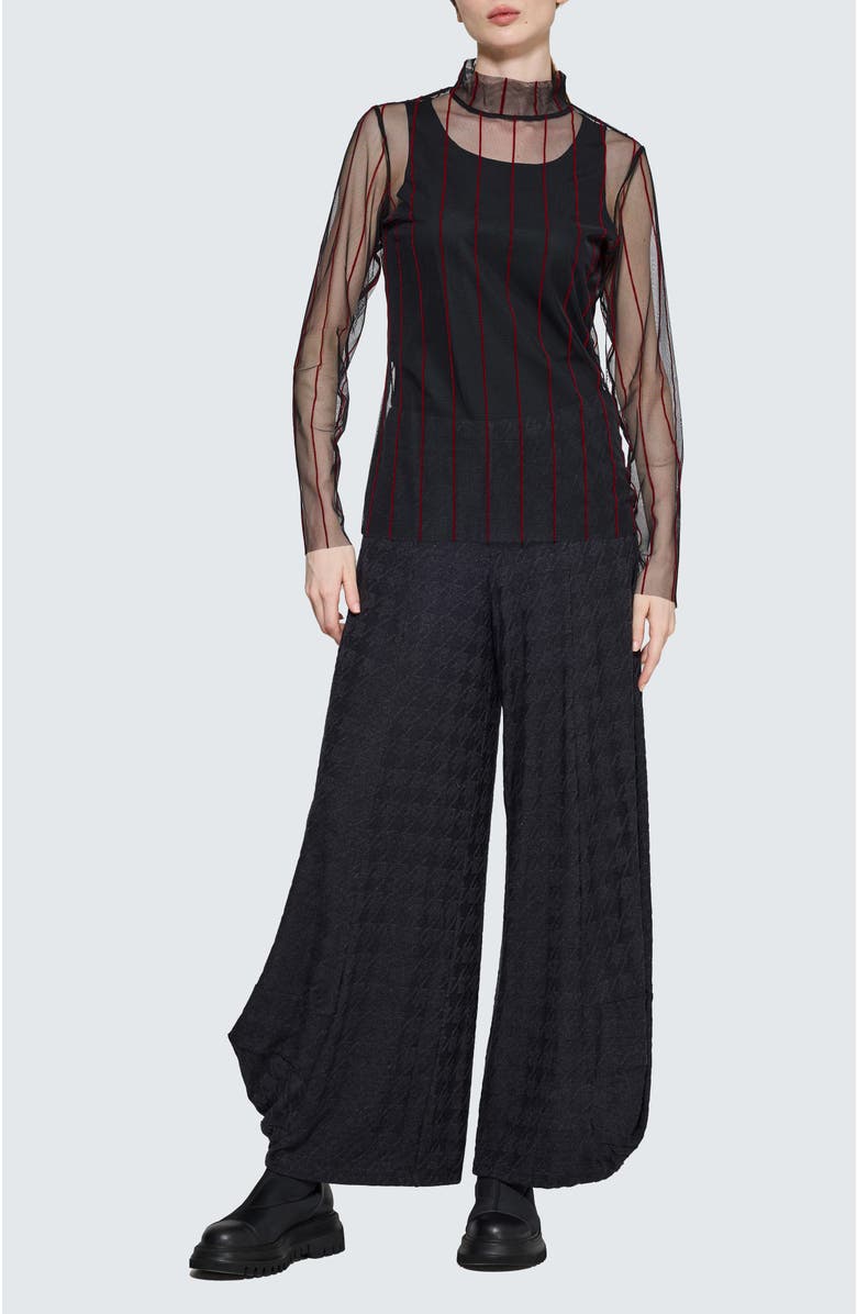 LUUKAA Eisley Striped Mesh Blouse, Alternate, color, Black Red