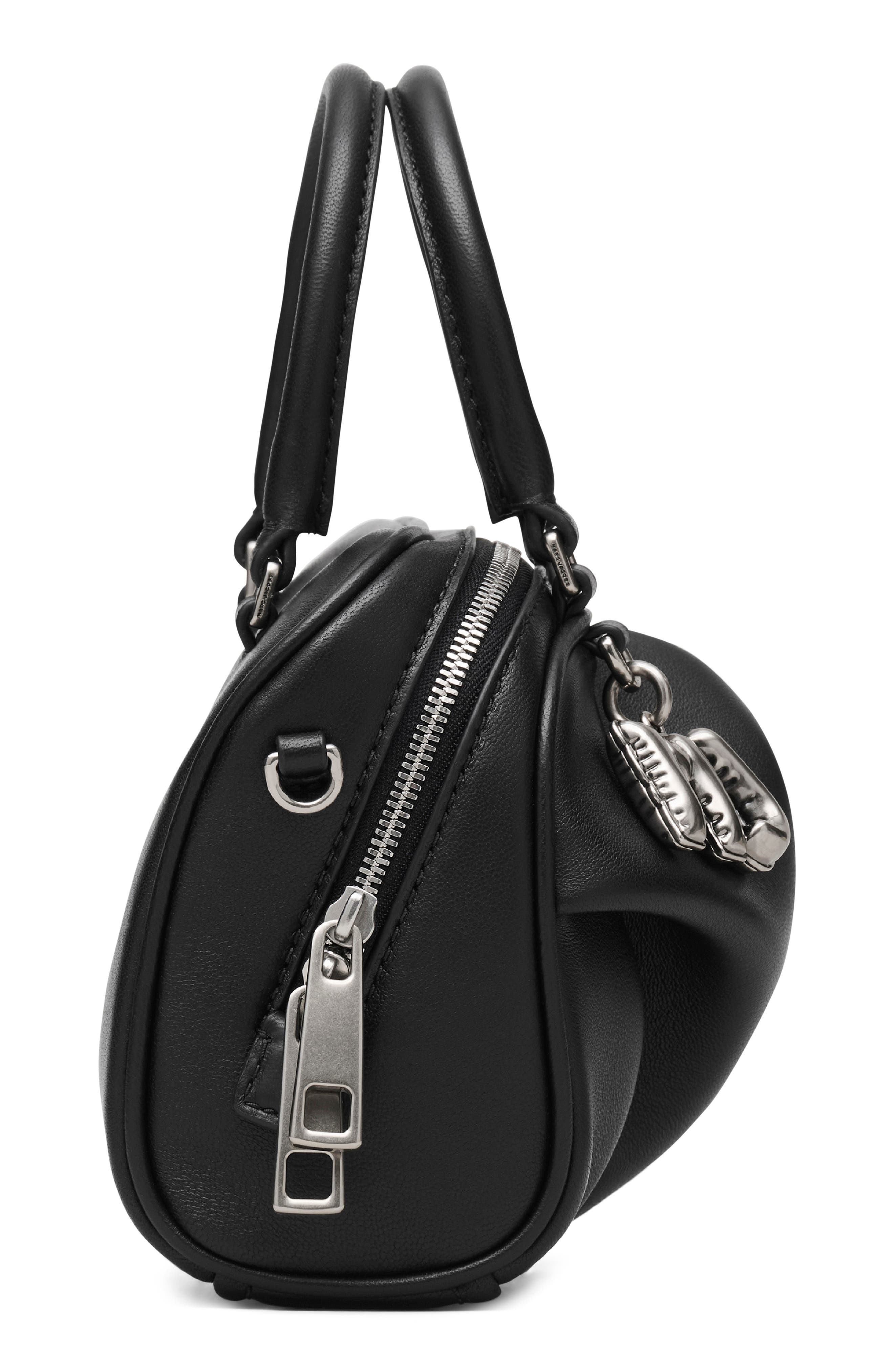 Marc Jacobs The Micro Bauletto Leather Top Handle Bag, Alternate, color, Black