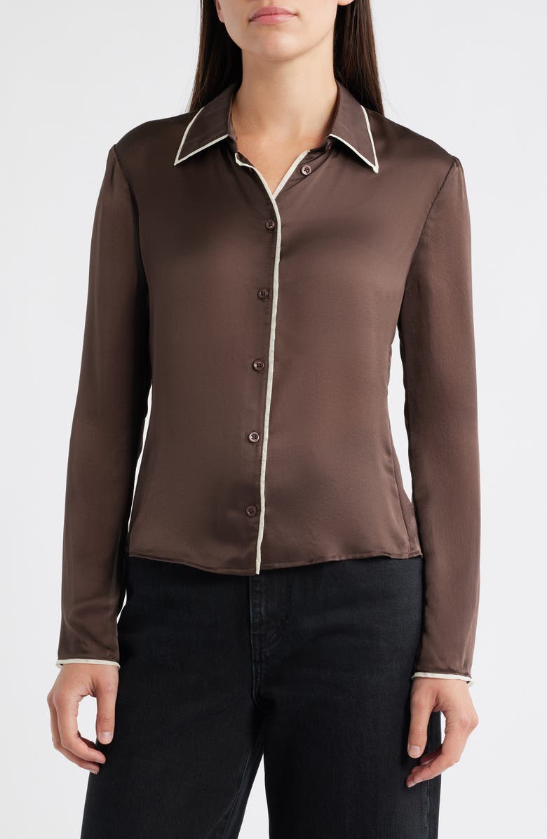 FRAME The Slim Essential Silk Shirt, Main, color, Coffee Multi