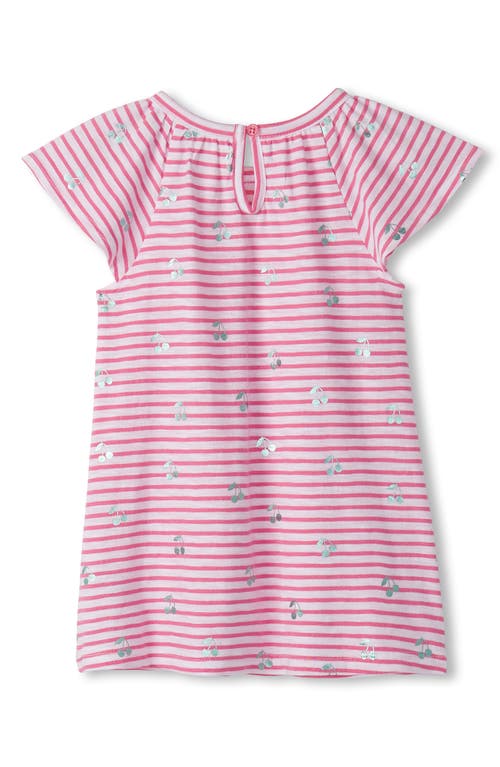 Shop Hatley Stripe Cherry Foil Print Cotton Jersey Dress In Pink Carnation