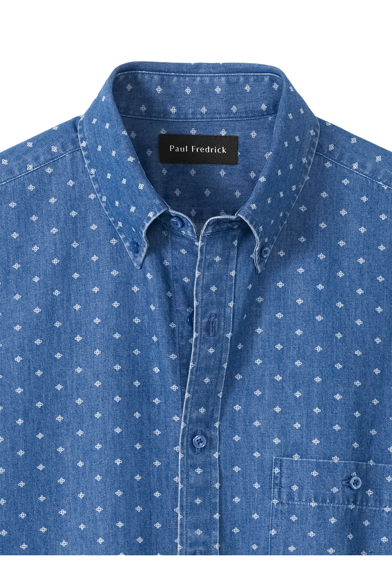 Slim Fit Cotton Denim Casual Shirt, Alternate, color, Navy