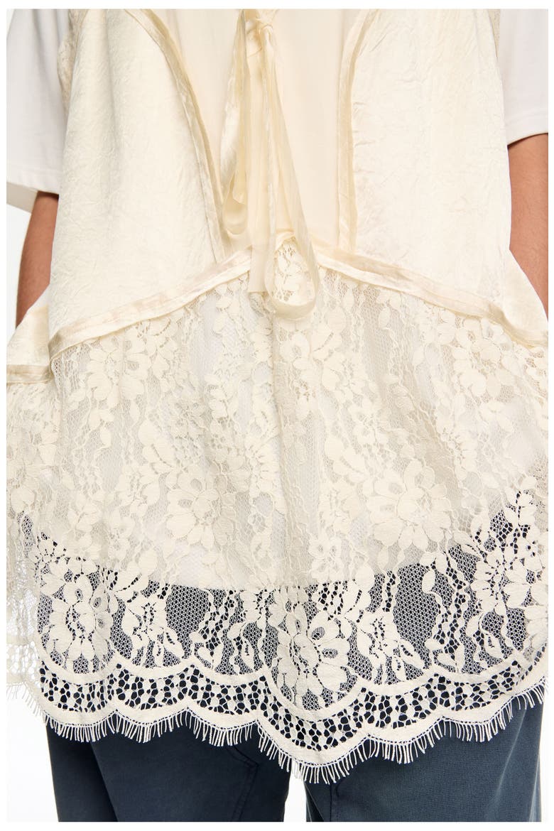 Layer Lace T-Shirt Top, Alternate, color, IVORY