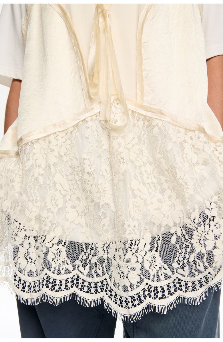 Bimba y Lola Layer Lace T-Shirt Top, Alternate, color, Ivory