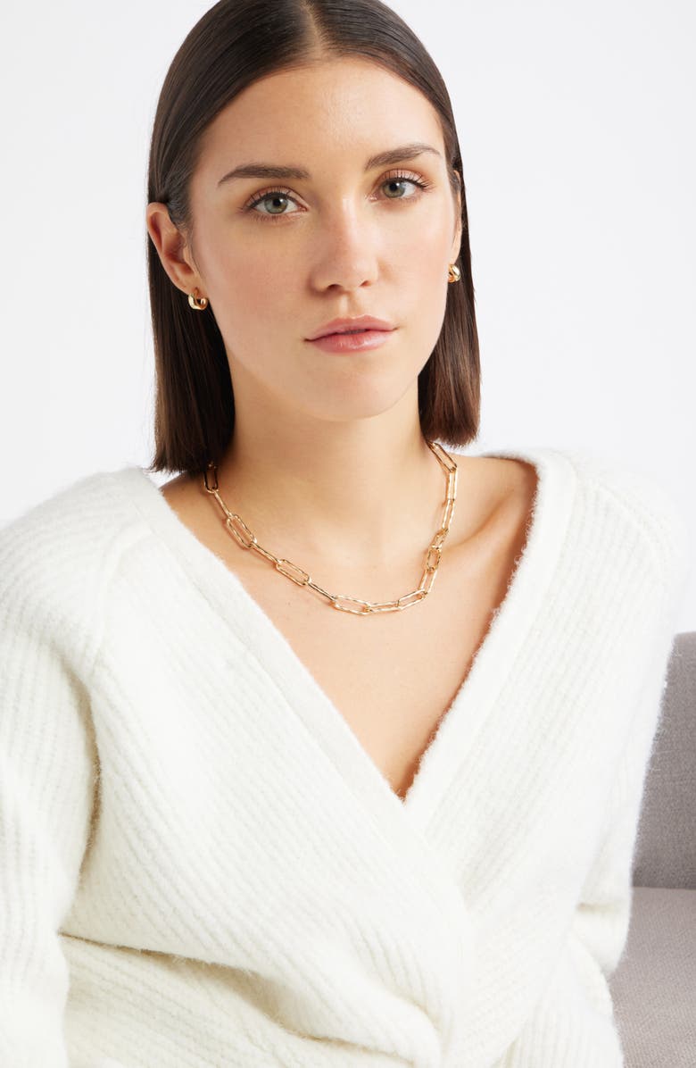 Nordstrom Hammered Paper Clip Chain Necklace, Alternate, color, Gold