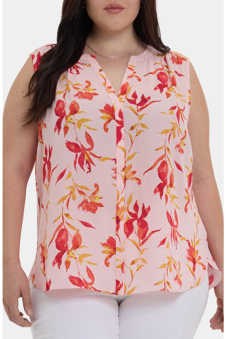 Print Sleeveless Pleat Back Top, Main, color, LA JOYA