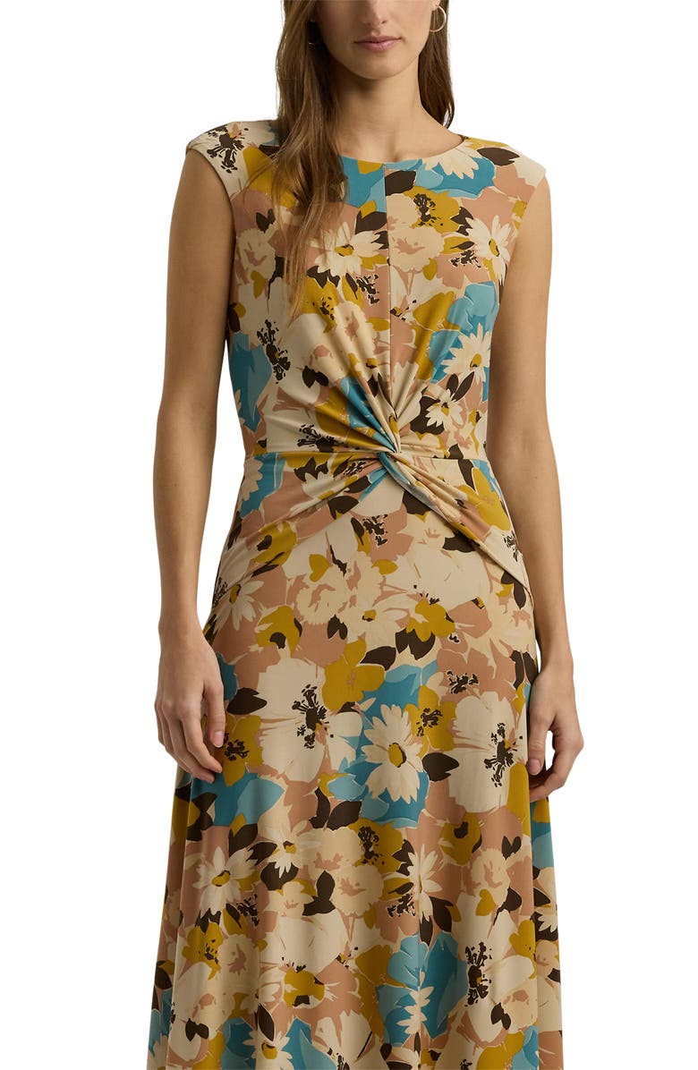 Lauren Ralph Lauren Floral Sleeveless Twist Front Midi Dress, Alternate, color,