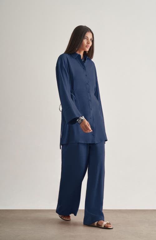 Mizalle Side-tie Tunic In Blue