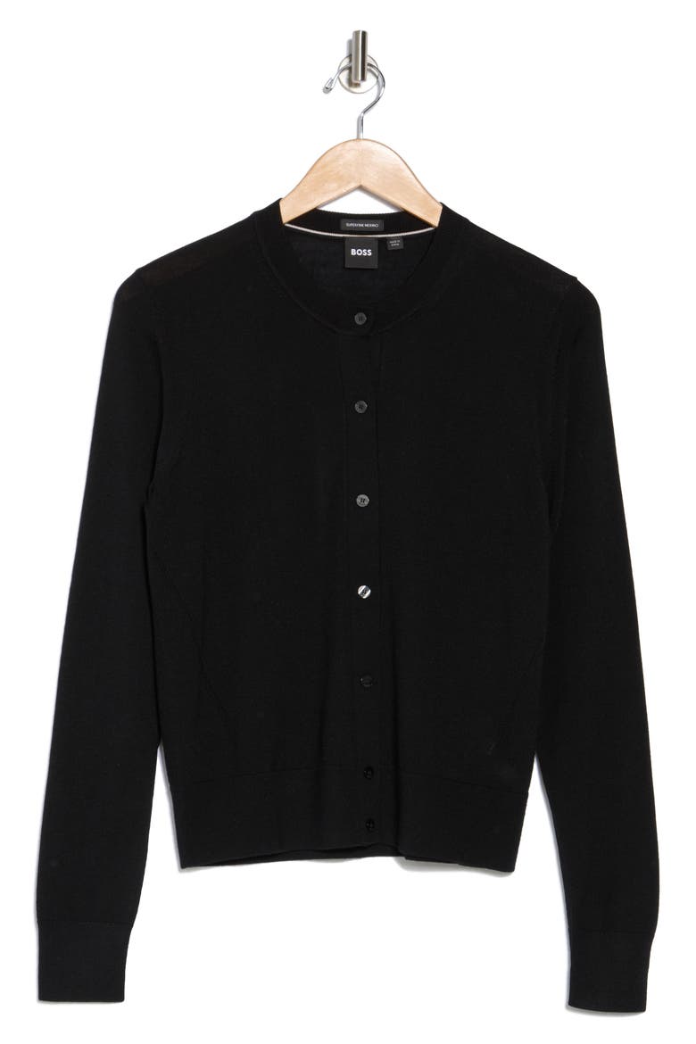 Fadenasi Virgin Wool Cardigan Sweater, Alternate, color, BLACK
