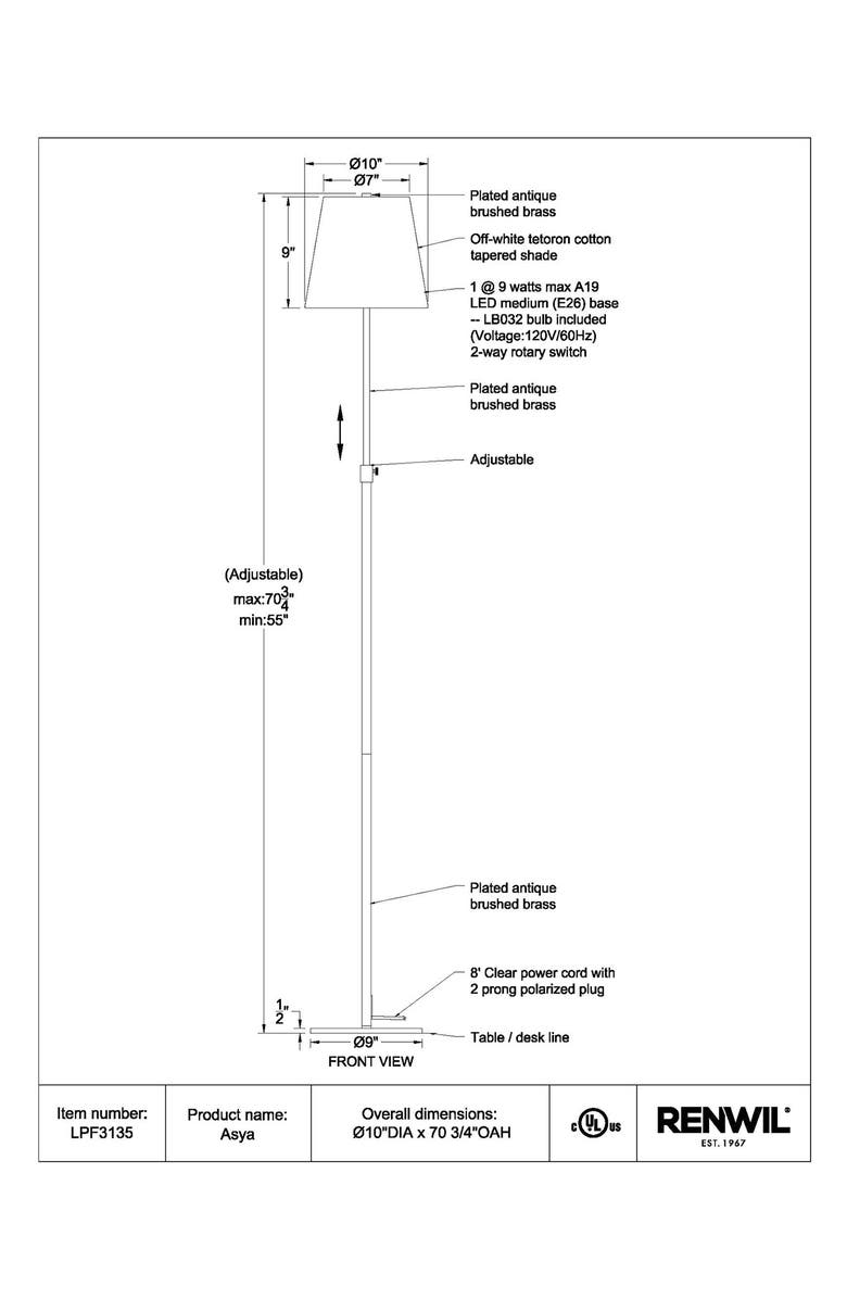 Renwil Asya Floor Lamp, Alternate, color, 