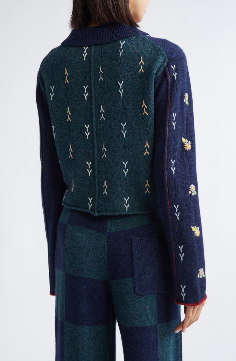 YanYan Daisy Lambswool Cardigan, Alternate, color, Navy