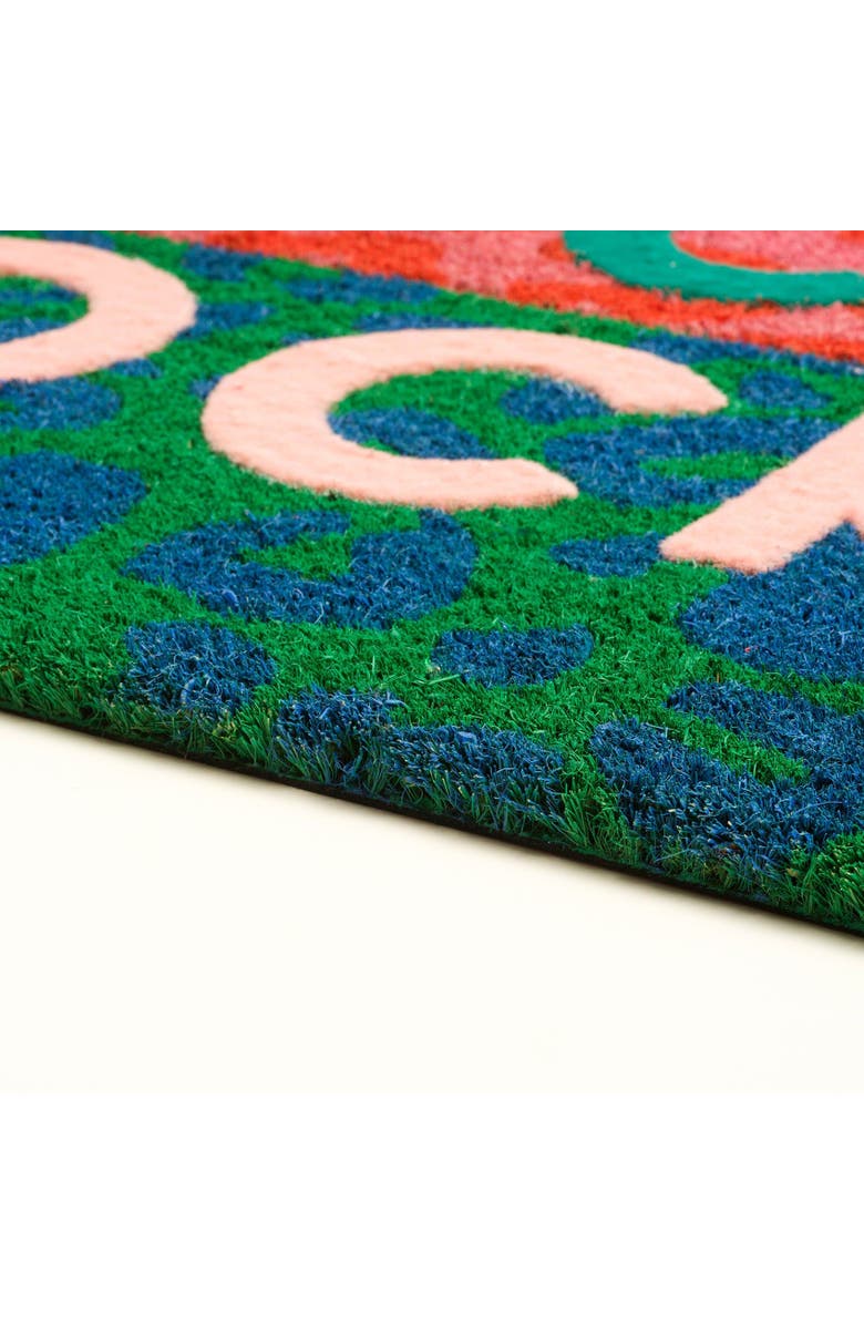 Zsa Zsa Zsu Kerala Knock Knock Coir Doormat 18" x 30", Alternate, color, Pink-Green