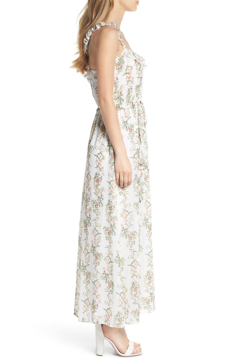 Gal Meets Glam Collection Isabella Floral Stripe Cross Back Maxi Dress, Alternate, color, 
