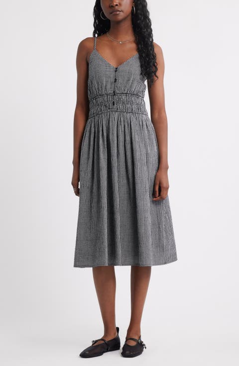 Strappy Smocked Gauze Midi Dress