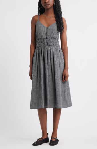 Treasure & Bond Strappy Smocked Gauze Midi Dress