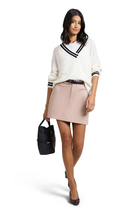 Deep V-neck Varsity Pullover Sweater