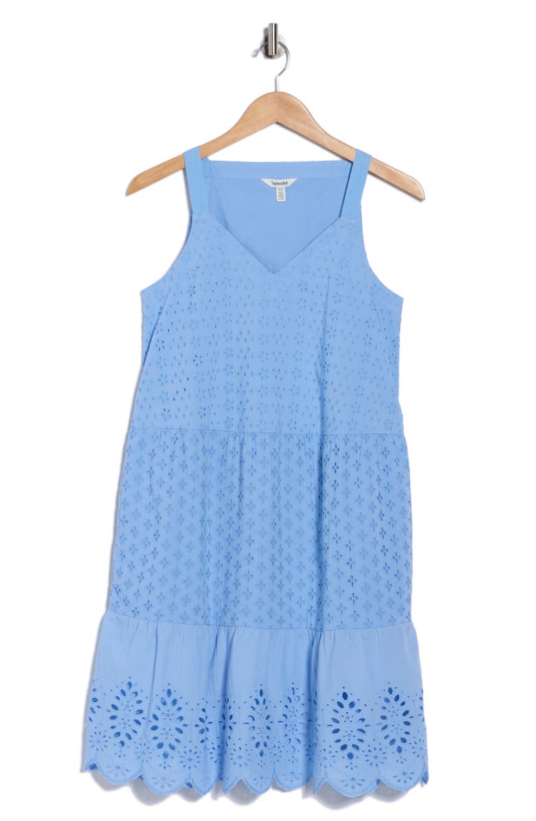 Splendid Napa Cotton Eyelet Sundress, Alternate, color, Steel Blue